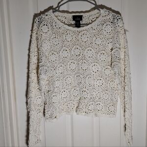 OBR Women's Crocheted Medallion Long Sleeve Top